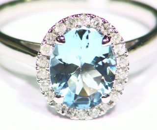 1.  54CT 14K Gold Natural Aquamarine Cut White Diamond Vintage Engagement Ring 3