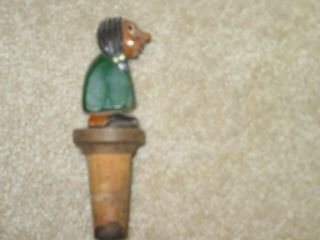 1940’s Vintage Dartmouth College Carved Wood Indian Mascot Cork Bottle Stopper