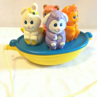 Vintage Baby Toddlers Toy Boat With Animal Rattles - Shape Sorter