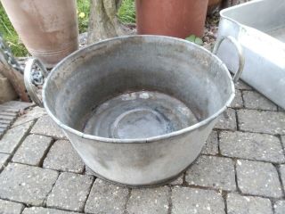 Vintage Round Galvanised Bucket Tub Garden Planter Flower Pot Log Holder 14x7 "