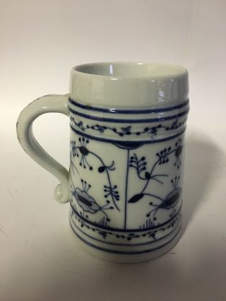 Antique Meissen Porcelain Stein Blue White Onion Germany Tankard Mug Cup