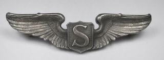 Vintage A.  E.  Co.  Ww2 Sterling Silver Service Pilot Wings Badge