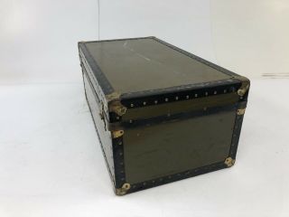 Vintage MILITARY FOOT LOCKER green chest trunk wood army wwii rustic US storage 7