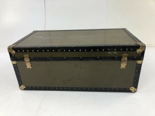 Vintage MILITARY FOOT LOCKER green chest trunk wood army wwii rustic US storage 8