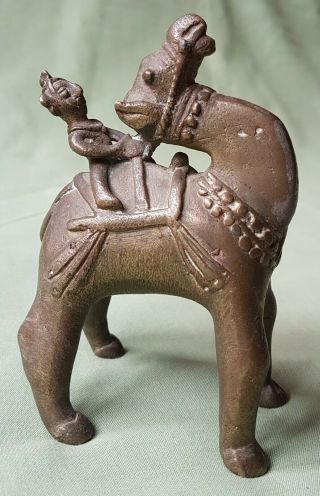 Unusual 19th century Indian Brass Figure of Man riding a Camel 2