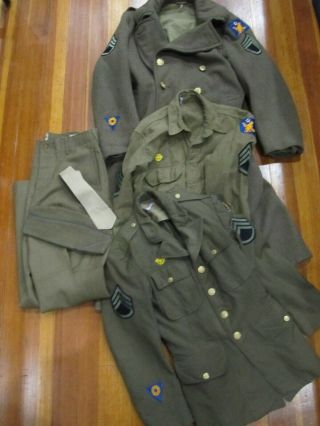 Early Ww2 Us Army 2nd Air Corp Overcoat,  Tunic,  Shirt,  Pants,  Hat,  Tie Named