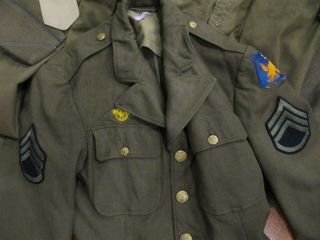 EARLY WW2 US ARMY 2nd AIR CORP OVERCOAT,  TUNIC,  SHIRT,  PANTS,  HAT,  TIE NAMED 4