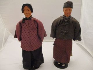 Antique Rare Door Of Hope Mission Dolls Couple Carved Wood Head Early Period