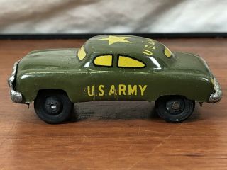 Vintage 1950’s Pressed Steel Tin Toy Litho U.  S.  Army Sedan Toy Car Made In Japan