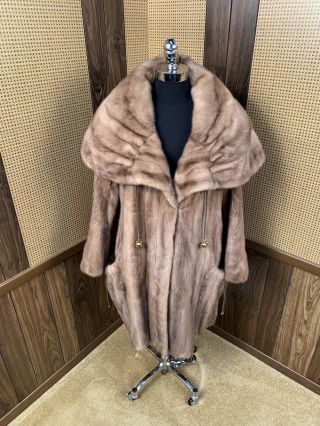 Zac Posen Neiman Marcus Vintage Pastel Brown Mink Fur Coat Stroller Large 8 - 10