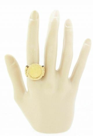 Vintage Estate 14k Solid Yellow Gold Red Stone 1999 American Eagle Coin Ring 7