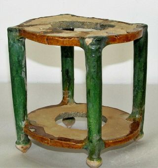 Chinese Tang Tomb Burial Pottery Pedestal Stand Sancai Ware C.  7th - 8th C / 6 " D