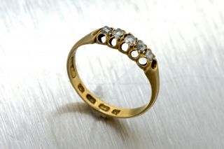 Ladies 1890s Victorian 18K 750 Yellow Gold Diamond Eternity Engagement Ring 2