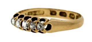 Ladies 1890s Victorian 18K 750 Yellow Gold Diamond Eternity Engagement Ring 4