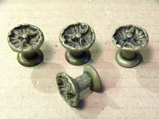 (4) Antique Solid Brass French Provincial Drawer Pulls / Knobs - - W/ Screws
