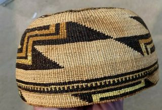 Vintage or antique Hupa or Yokuts Baketry Hat.  Perfect.  7x4 