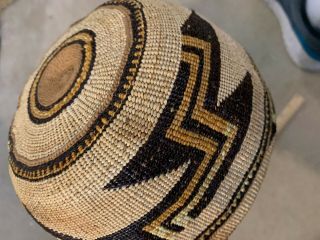 Vintage or antique Hupa or Yokuts Baketry Hat.  Perfect.  7x4 