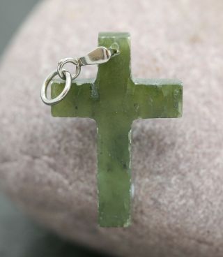 Antique Chinese Hand Carved Jade Crucifix Pendant