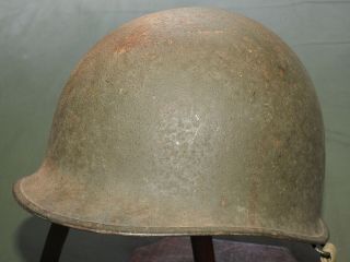 Us Army Usmc Marine Ww2 M - 1 Steel Combat Helmet W/ Sewn Khaki Chinstraps Vtg Gi