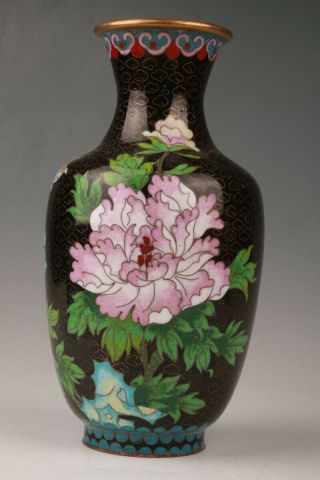 Real Chinese Cloisonne Vase Decorated With Hand - Painted Flower Furniture