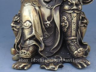 China old Copper Dragon Guan Gong Guan Yu warrior Mammon Buddha statue e02 4