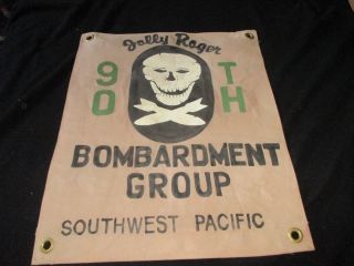 Wwii Usaaf 90th Bomb Group Jolly Roger 5 Th Aaf B - 24 Skull/bomb Ready Room Flag
