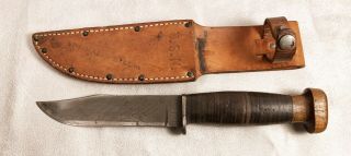 Early Ww2 Usn Remington Rh Pal 35 Fighting Knife With Wood Pomel