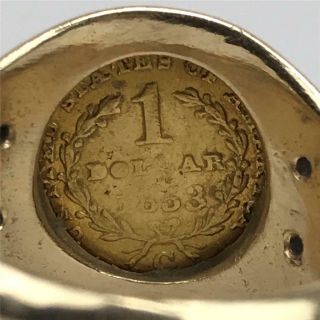 RARE Antique 1853 C United States $1 Dollar Gold Coin 14k Eagle Mens Ring Sz 7.  5 9