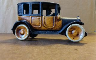 Vintage or Antique ARCADE CAST IRON YELLOW & BLACK CAR 8.  75 