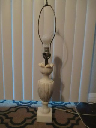 VTG DECO NEO CLASSICAL HAND CARVED ALABASTER MARBLE URN TULIP TABLE LAMP WORK 2