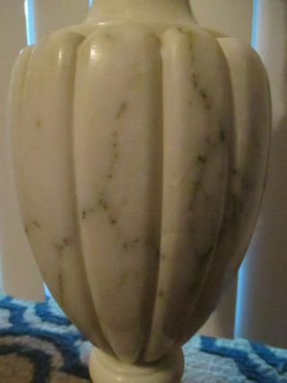 VTG DECO NEO CLASSICAL HAND CARVED ALABASTER MARBLE URN TULIP TABLE LAMP WORK 3