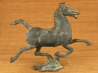 Antiques Old Copper Hand Carving Pegasus Horse Cavalry Statue Figue Netsuke Gift