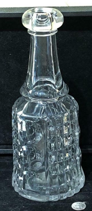 Antique Sandwich Glass " Waffle & Thumbprint " Bar Decanter,  C.  1850