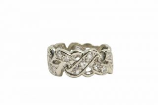 Vintage 1.  3ct E Vs Diamond 14k White Gold Eternity Ring Band Size 4.  75