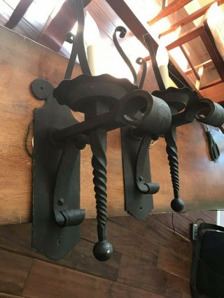 Vintage Rustic Hand Forged Wrought Iron Sconces 6