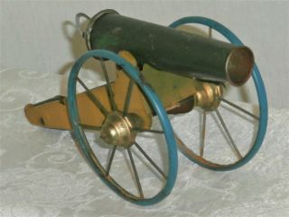 Vintage Antique Tin Toy Army Field Cannon Spring Loaded Action,  Good Condtion