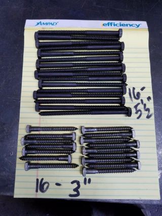 5/16 " Lag Bolt Screws Square Head - 3 " And 5 - 1/2 " 16pcs Of Each Size