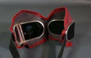 WWII German Wehrmacht Officer Motorcycle Motor Goggles Green Lens Safety Glasses 4