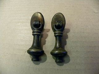 (2) Antique Solid Brass Drawer Pulls / Handles - - Screw