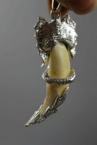 Auspicious China Handwork Collectable Miao Silver Carve Elephant Amulet Pendant 3