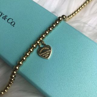 Tiffany & Co.  " Please Return To " Heart Tag 4mm Bead Bracelet - 18k Gold.