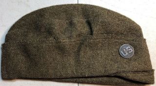 Ww 1 U.  S.  Army Green Wool Cap Hat W / Disc Pin U.  S.  N.  A.  Insignia Con