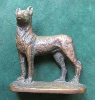 Vintage Solid Bronze Dog Statue