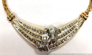 Approx 2ctw Fine Diamond 14k Yellow White Gold Ladies Vintage Necklace