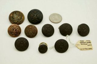 10 Orig.  1902 " Great Seal " Buttons Ww1 Dark Bronze Us Military - Sigmund Eisner