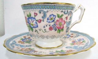 Aynsley England Bone China Flower Pattern Gold Accents - Teacup And Saucer Ss2