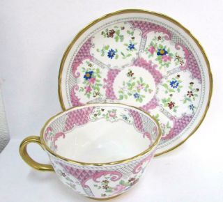 Adderley Best Bone China Made In England Pink And Gold - Teacup And Saucer Ss2