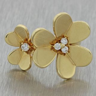 Van Cleef & Arpels 18k Yellow Gold Frivole Between The Finger Flower Ring BP J8 3