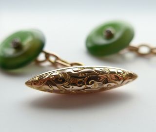 Antique Art Deco Jade,  Gold & Diamond Cufflinks in Asprey Box C.  1930 ' s - Wedding 6