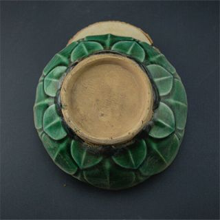 CHINESE OLD GREEN GLAZE CARVED FLOWER LOTUS PETAL PATTERN PORCELAIN BOWL 6